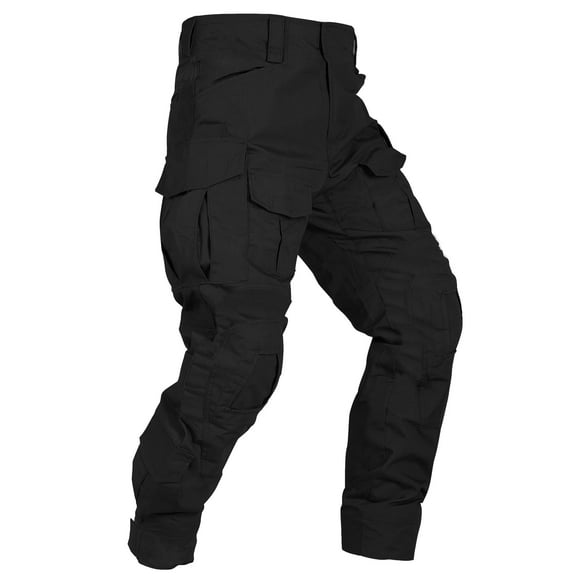 TRGPSG Men's Tear-Resistant Hiking Outdoors Work Pants with 10 Pockets Waterproof Cargo Hiking Hunting Pants,Black 36