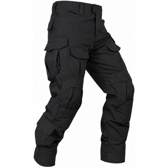 TRGPSG Men's Tear-Resistant Hiking Outdoors Work Pants with 10 Pockets Waterproof Cargo Hiking Hunting Pants,Black 36