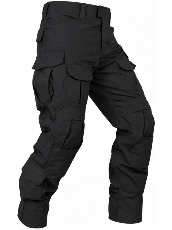 Men's Tear-Resistant Hiking Outdoors Work Pants with 10 Pockets Waterproof Cargo Hiking Hunting Pants,Black 36