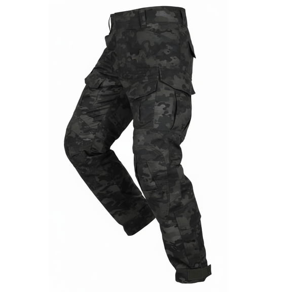 TRGPSG Men's Tear-Resistant Hiking Outdoors Work Pants with 10 Pockets Waterproof Cargo Hiking Hunting Pants,Dark Camo 32