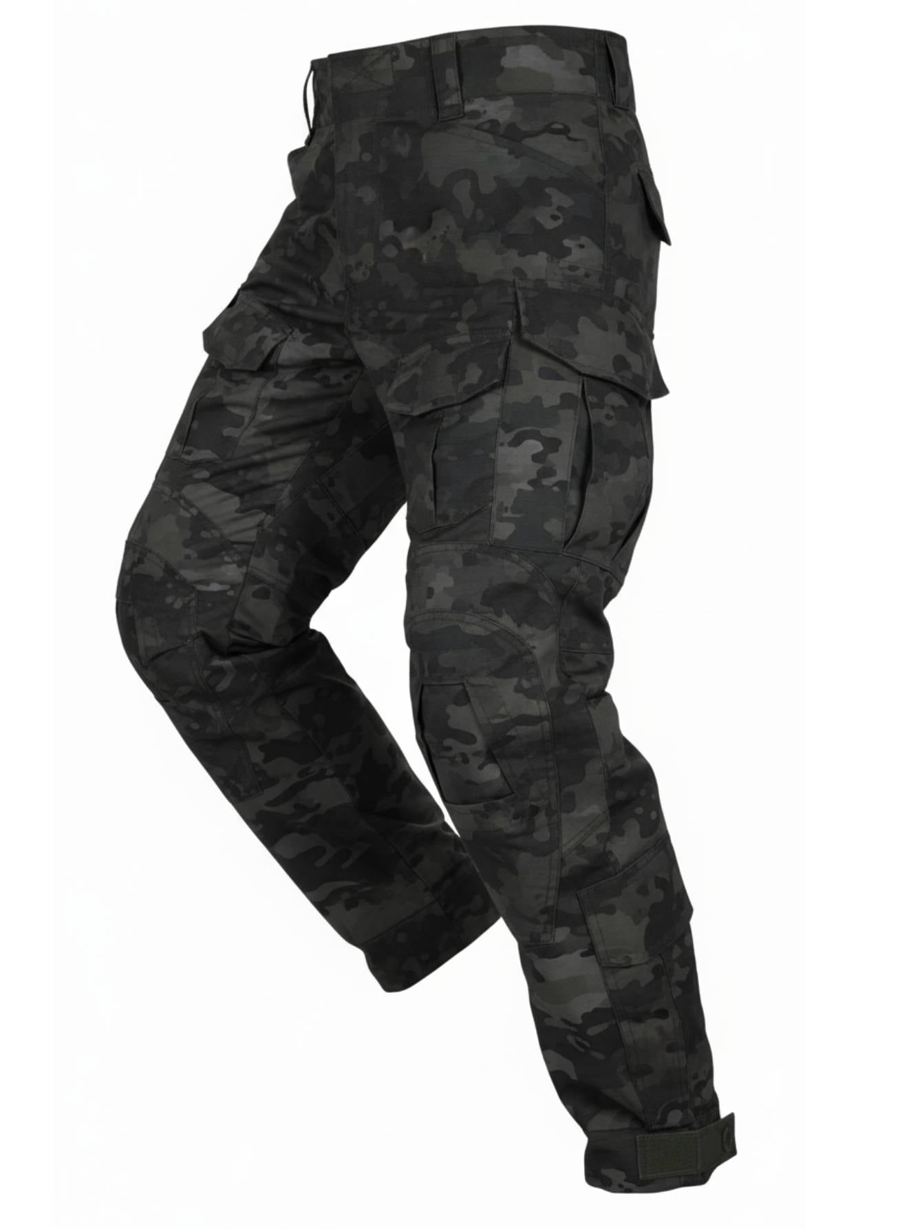 TRGPSG Men's Tear-Resistant Hiking Outdoors Work Pants with 10 Pockets Waterproof Cargo Hiking Hunting Pants,Dark Camo 34
