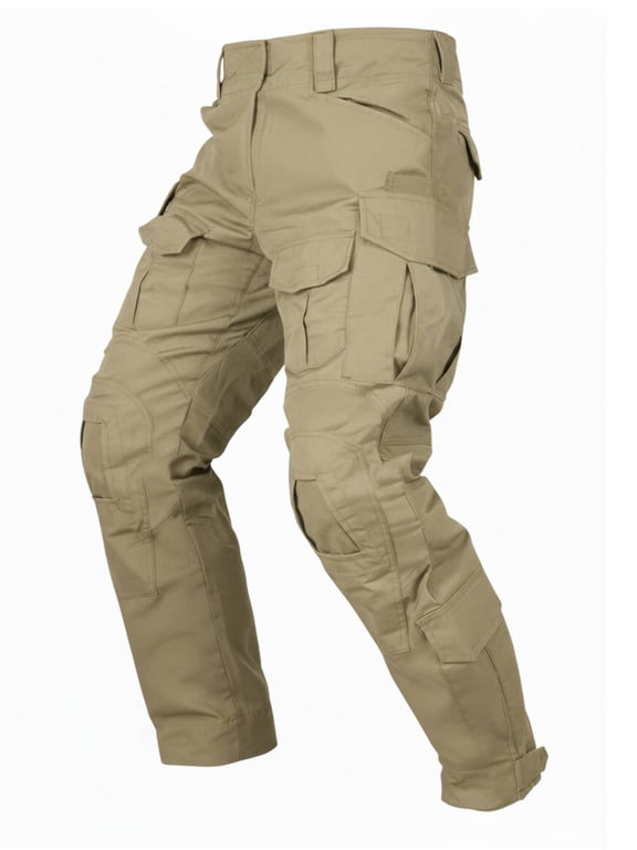 Men's Tear-Resistant Hiking Outdoors Work Pants with 10 Pockets Waterproof Cargo Hiking Hunting Pants,Khaki 28