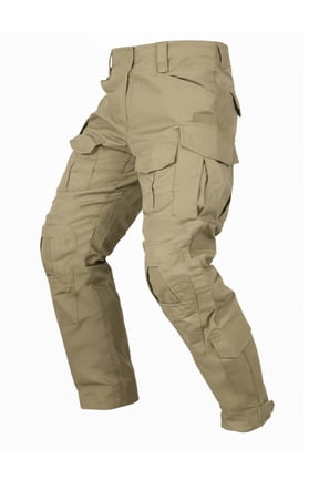Men's Tear-Resistant Hiking Outdoors Work Pants with 10 Pockets Waterproof Cargo Hiking Hunting Pants,Khaki 38