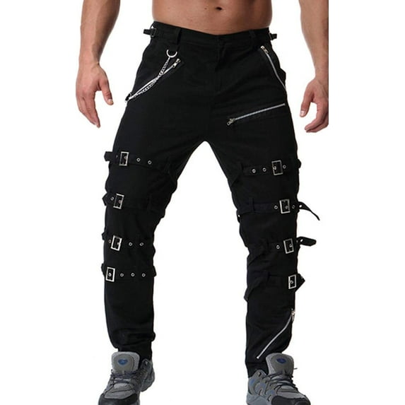 TRGPSG Men's Techwear Pants Hiphop Rock Punk Gothic Cargo Pants 36