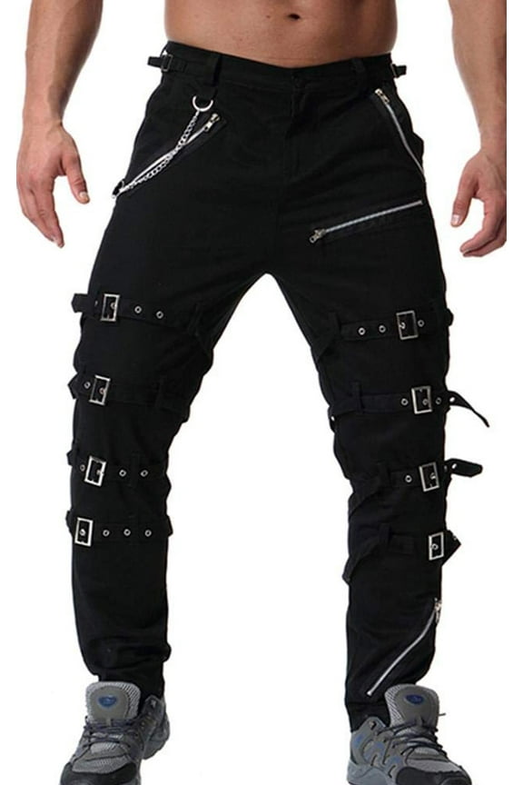 Men's Techwear Pants Hiphop Rock Punk Gothic Cargo Pants 38