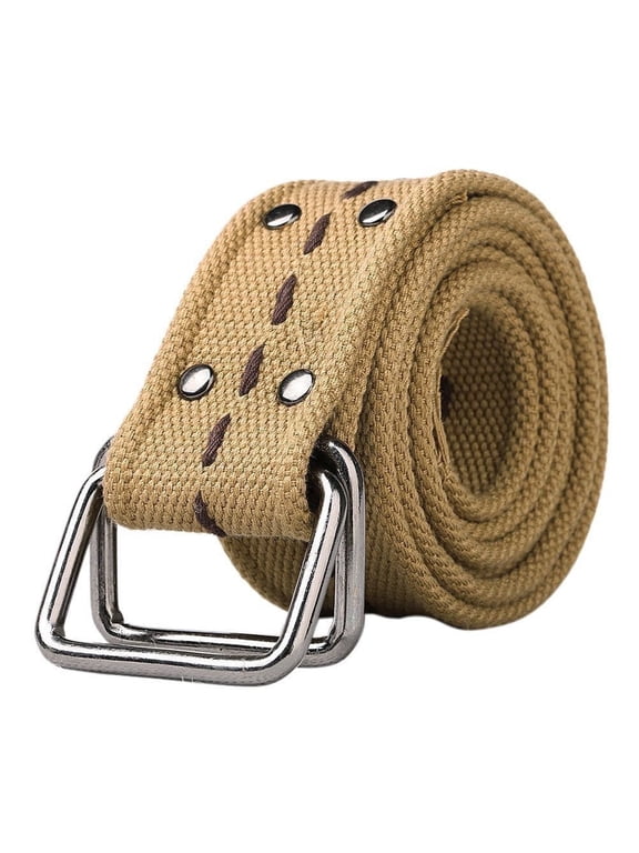 Men's Canvas Belt, Suitable for Waist Size 30-38,Web Belt Solid Color Adjustable Strap Casual Belt,Khaki