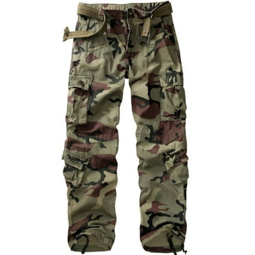 TRGPSG Men's Wild Relaxed Fit Cargo Pants with 9 Pockets(No Belt),C29 Camo 36x32