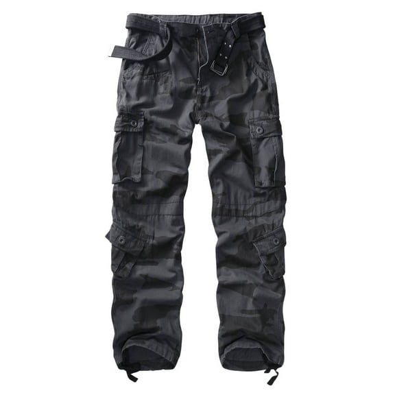 TRGPSG Men's Wild Relaxed Fit Cargo Pants with 9 Pockets(No Belt),E Camo 36x32