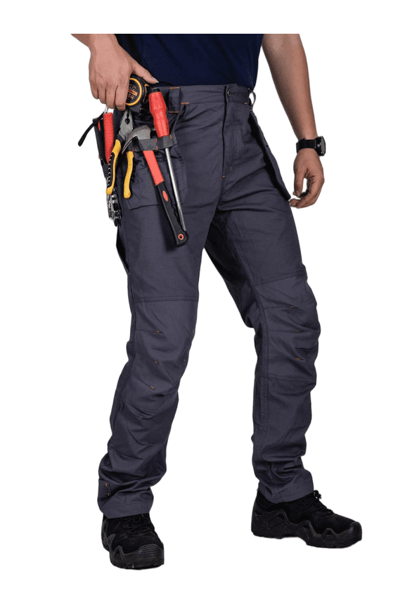 Men's Work Pants with 13 Pockets, Stretch Water-Resistant Heavy Duty Cargo Pants, Utility Operator Pants with Nylon Reinforced Knees