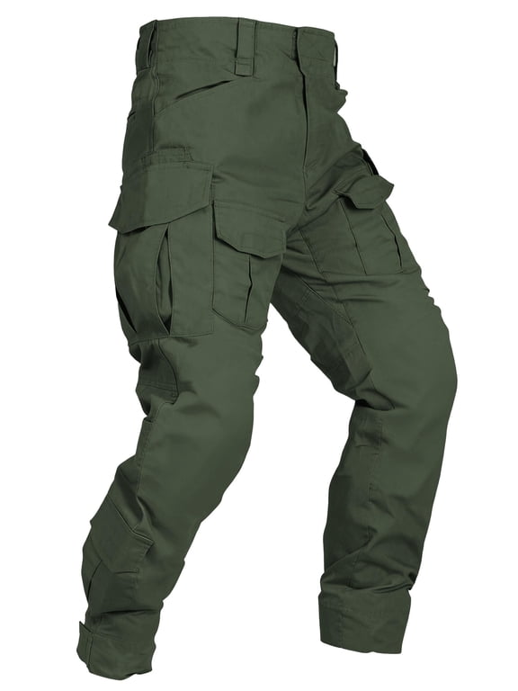 Men's Ripstop Cargo Pants, Water-Resistant Heavy-Duty Workwear for Hiking & Outdoors,Armygreen Size 40