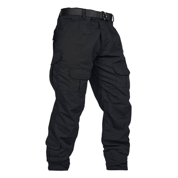 TRGPSG Men's Ripstop Cargo Pants, Water-Resistant Heavy-Duty Workwear for Hiking & Outdoors,Black Size 32
