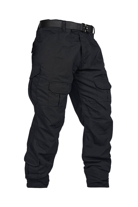 Men's Ripstop Cargo Pants, Water-Resistant Heavy-Duty Workwear for Hiking & Outdoors,Black Size 34