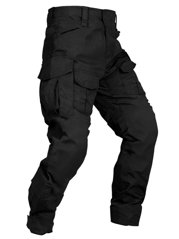 Men's Ripstop Cargo Pants, Water-Resistant Heavy-Duty Workwear for Hiking & Outdoors,Black Size 36