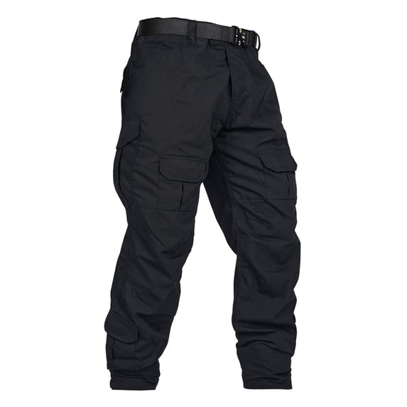 TRGPSG Men's Ripstop Cargo Pants, Water-Resistant Heavy-Duty Workwear for Hiking & Outdoors,Black Size 40