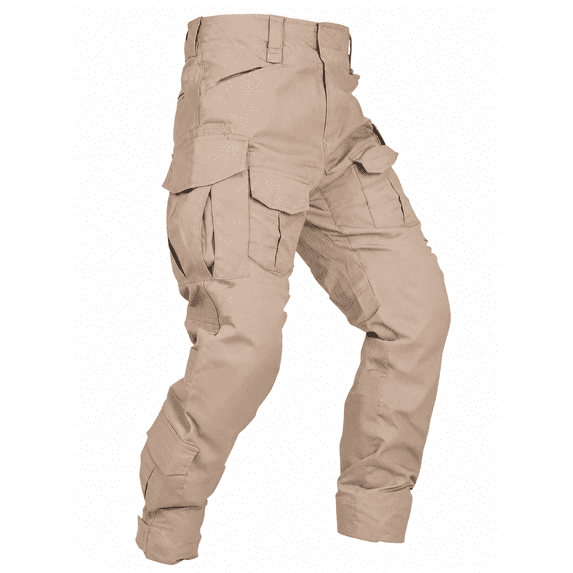 TRGPSG Men's Ripstop Cargo Pants, Water-Resistant Heavy-Duty Workwear for Hiking & Outdoors,Khaki Size 40