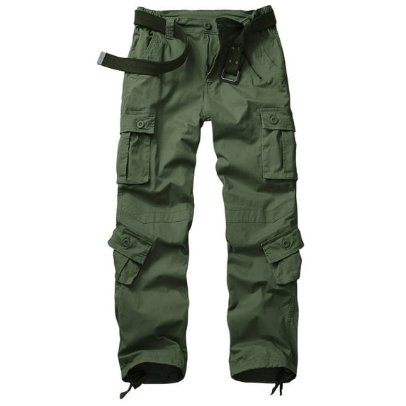 TRGPSG Women's Cargo Pants with 8 Pockets Cotton Casual Work Pants Y2k Camo Cargo Pants(No Belt),Armygreen 18