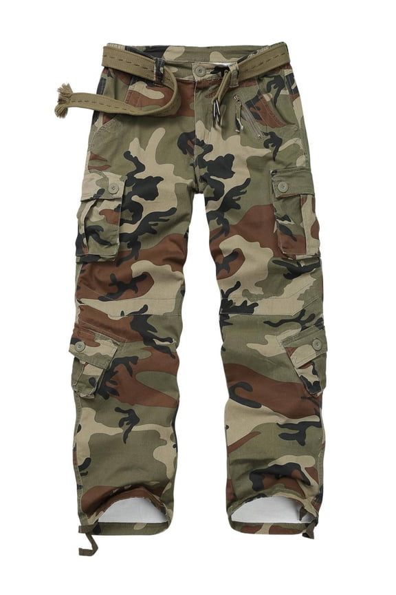 Women's Cargo Pants with 8 Pockets Cotton Casual Work Pants Y2k Camo Cargo Pants(No Belt),Camo 12
