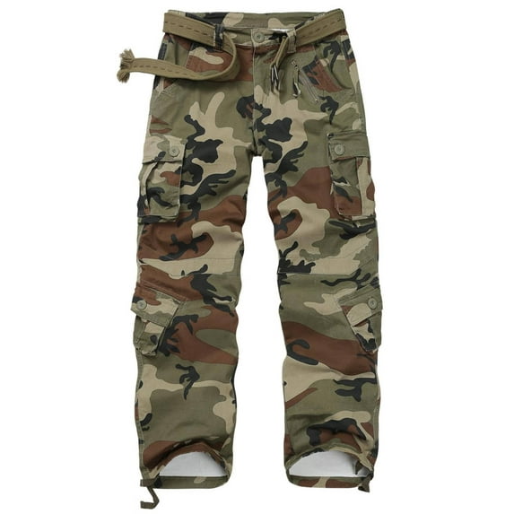 TRGPSG Women's Cargo Pants with 8 Pockets Cotton Casual Work Pants Y2k Camo Cargo Pants(No Belt),Camo 6