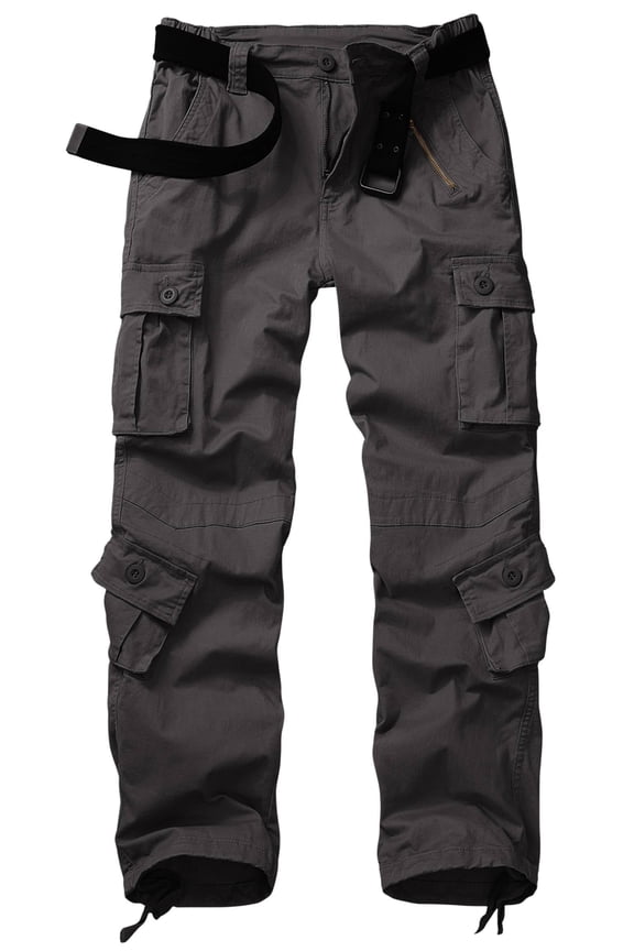 Women's Cargo Pants with 8 Pockets Cotton Casual Work Pants Y2k Camo Cargo Pants(No Belt),Grey 14