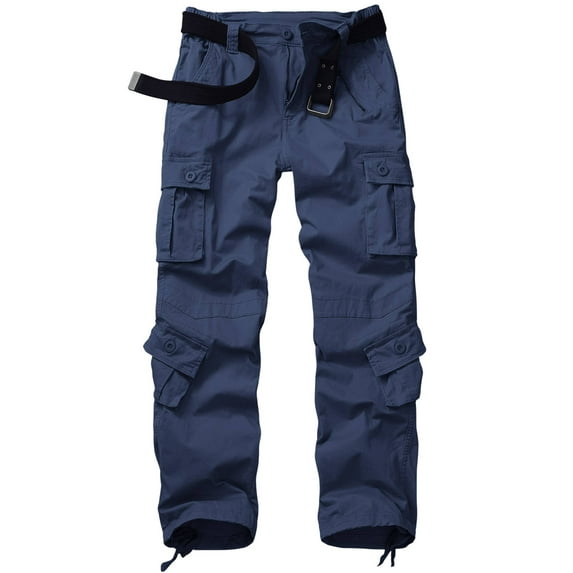 TRGPSG Women's Cargo Pants with 8 Pockets Cotton Casual Work Pants Y2k Camo Cargo Pants(No Belt),Royal Blue 6