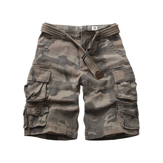 TRGPSG Women's Cargo Shorts, 9-Pocket Cotton Blend Utility Shorts for Hiking and Work, Mid-Rise Relaxed Fit Summer Apparel,Deep Camo Size 12(No Belts)