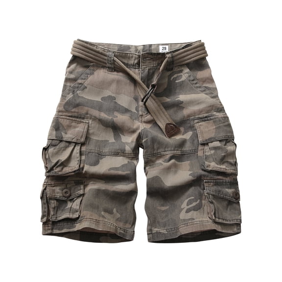 TRGPSG Women's Cargo Shorts, 9-Pocket Cotton Blend Utility Shorts for Hiking and Work, Mid-Rise Relaxed Fit Summer Apparel,Deep Camo Size 12(No Belts)