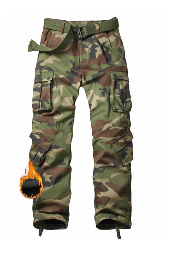 Women's Fleece Lined Cargo Hiking Pants Winter Insulated Snow Ski Pants with 8 Pockets(No Belts),C29 Camo Size 14