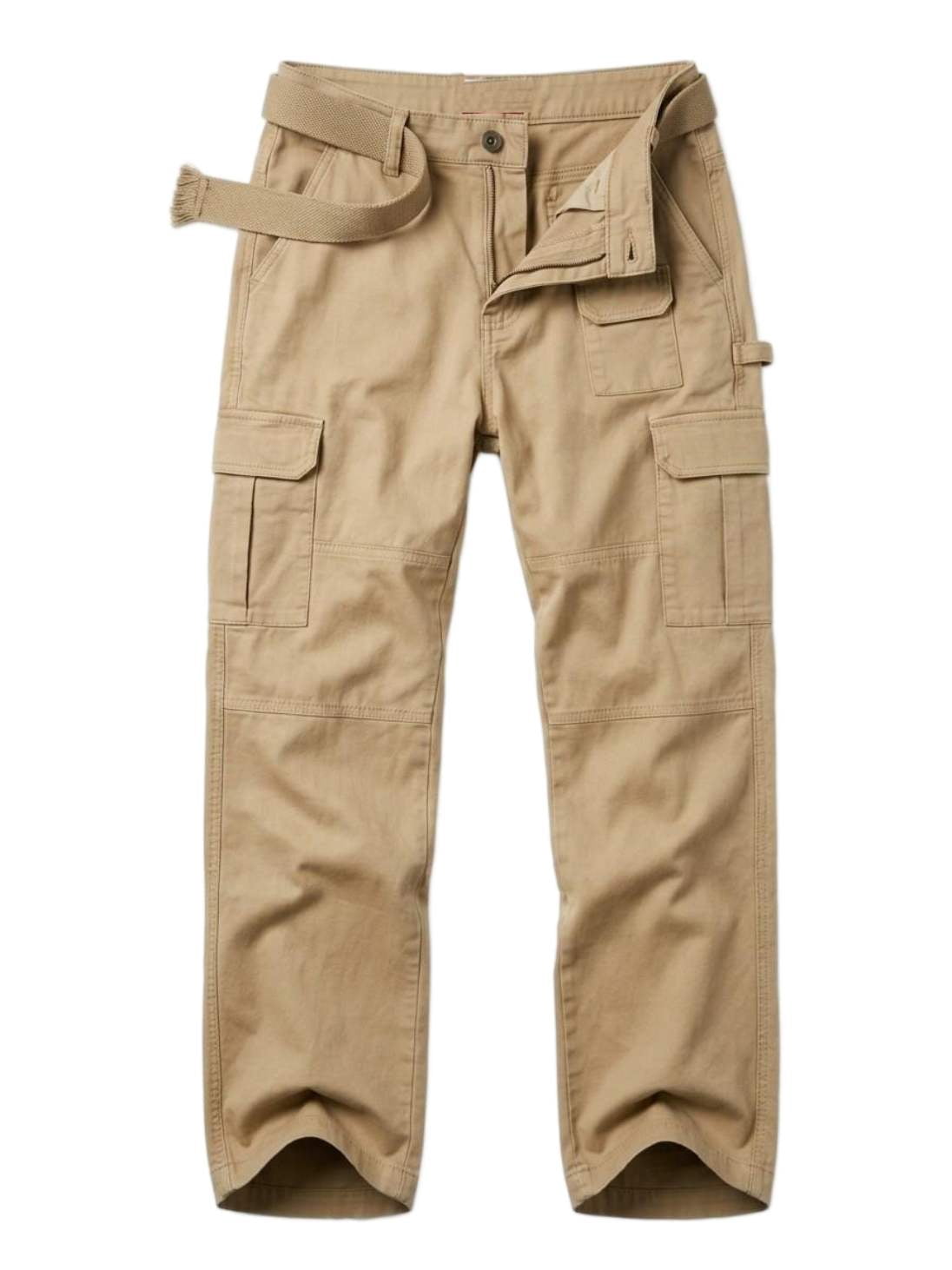Women's High Waisted Cargo Pants, Wide Leg Baggy Y2K Streetwear Trousers, 7-Pocket Cotton Twill Hiking Pants for Work, Outdoor & Casual,Khaki Size S