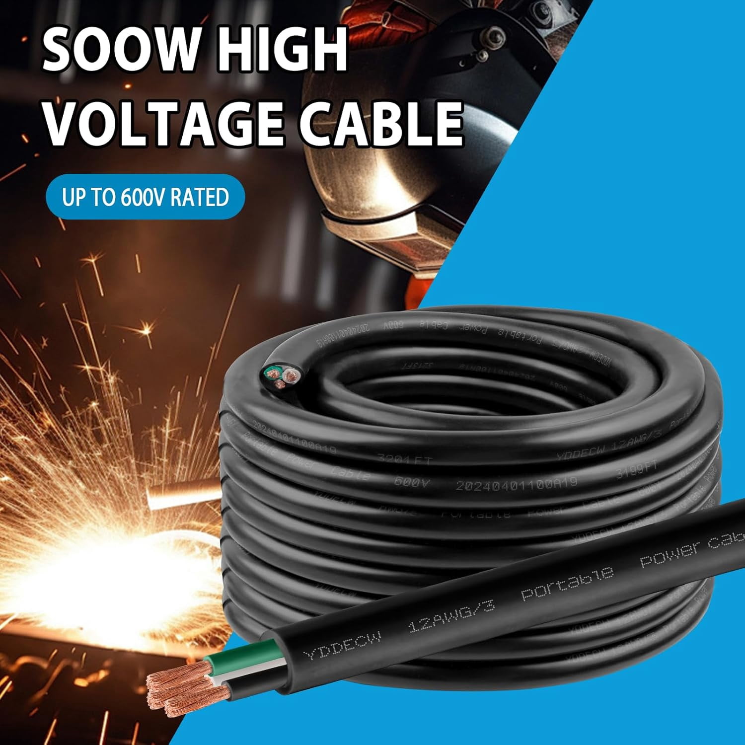 Ua GearIT 6/3 6 AWG Portable Power Cable (100 Feet - 3 Conductor) SOOW