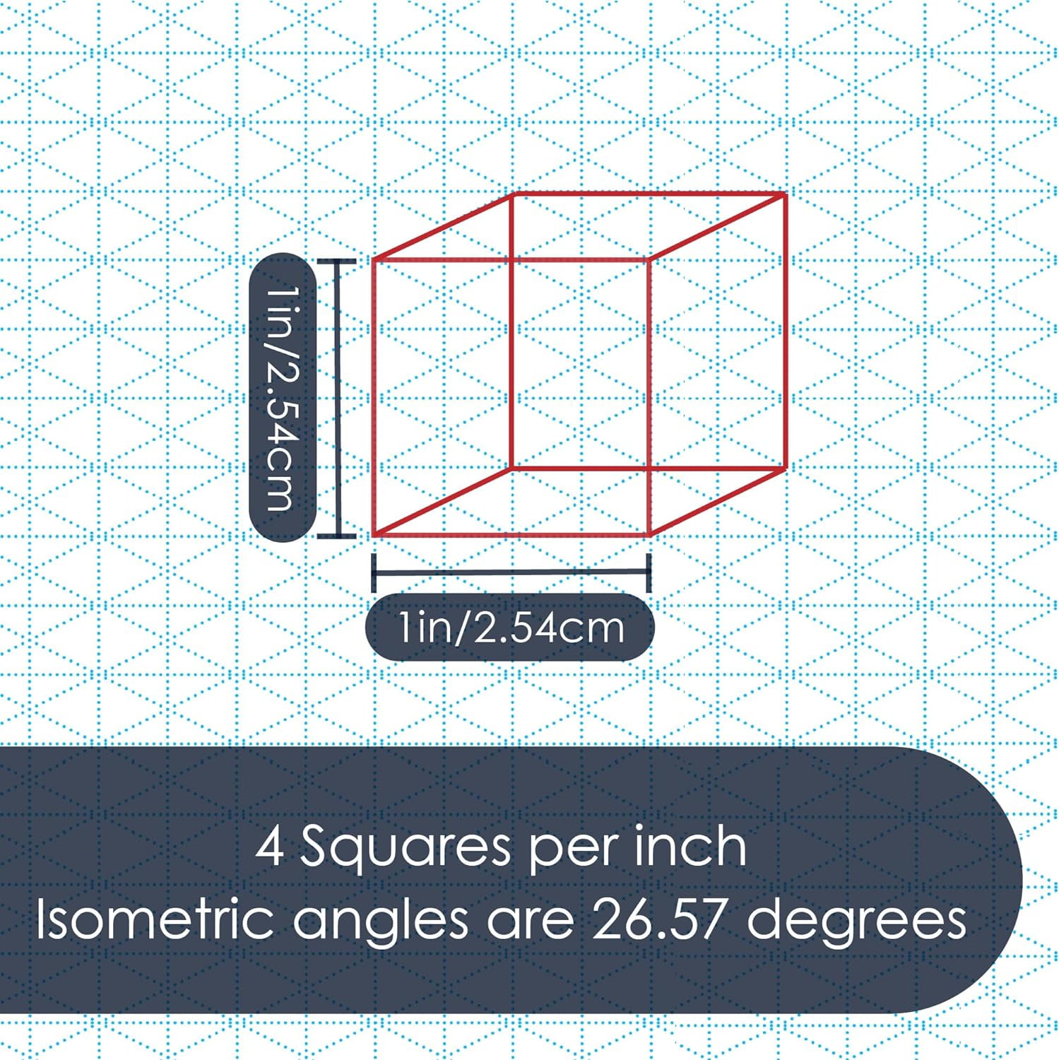 TRH-11" x 17" Isometric Graph Paper 50 Sheets Landscape - 0.25" Grid, Non-photo Blue, High Brightness, Drafting, Engineering, Art, 3D Design (1-Pack)