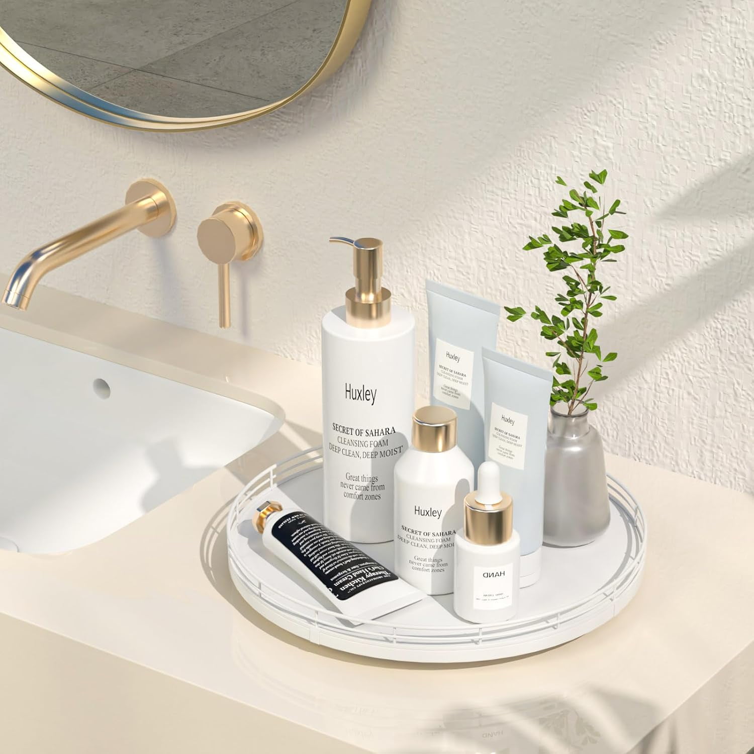 TRH-12" Oak Wood Bathroom Tray for Counter, Vanity Tray for Perfume ...