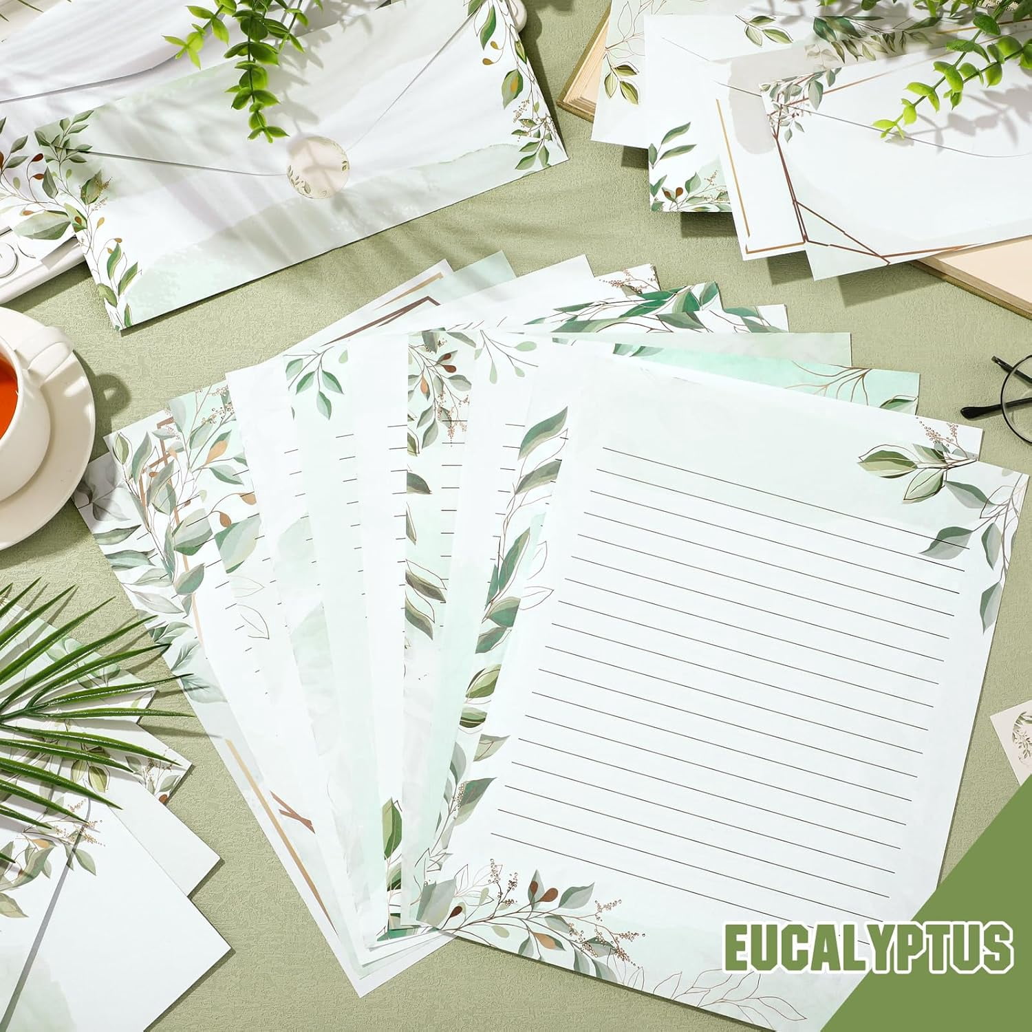 TaoBary 160 Pcs Stationery Set - 50 Letter Papers & Envelopes, 60 Dot Stickers, Christmas Vintage Design