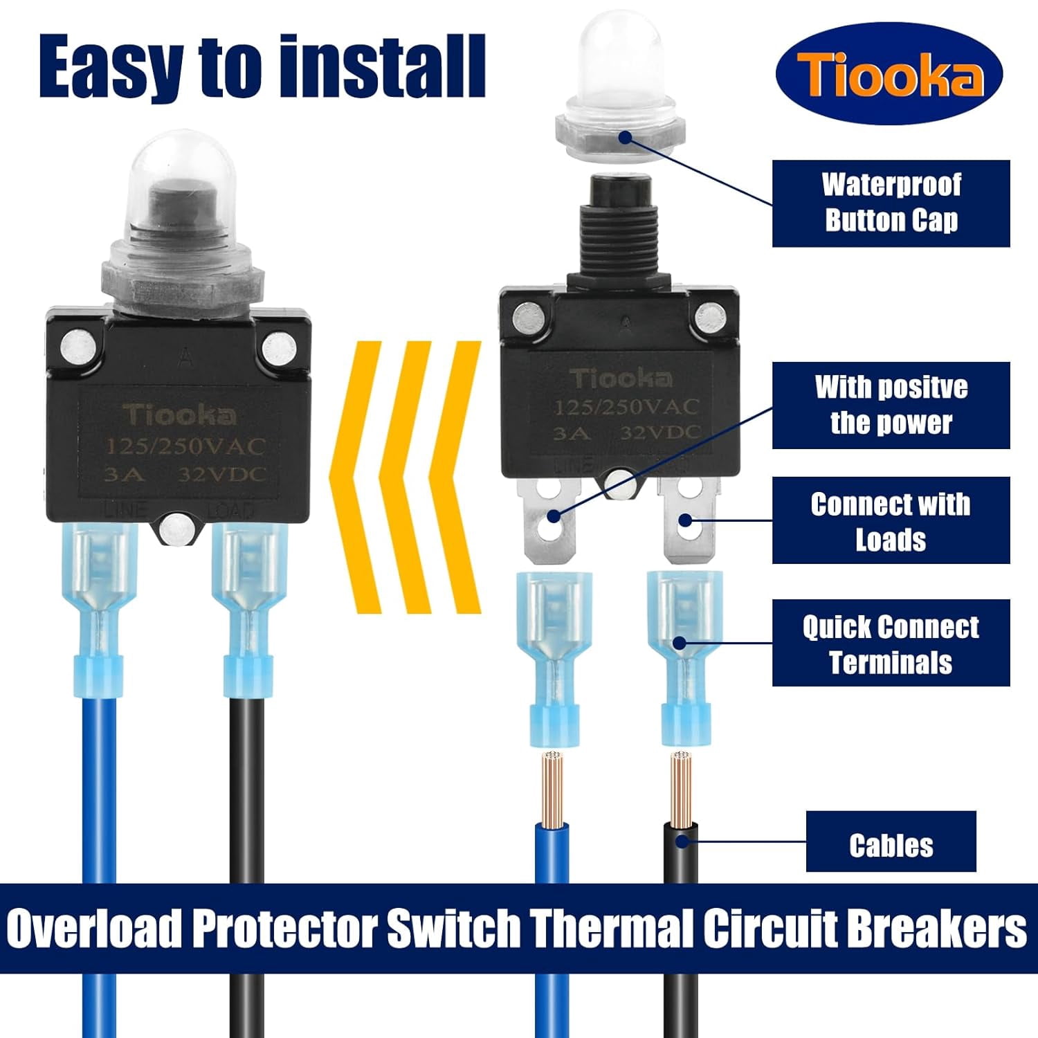 TRH-3Amp Thermal Circuit Breaker Assortment Kit Push Button Manual ...