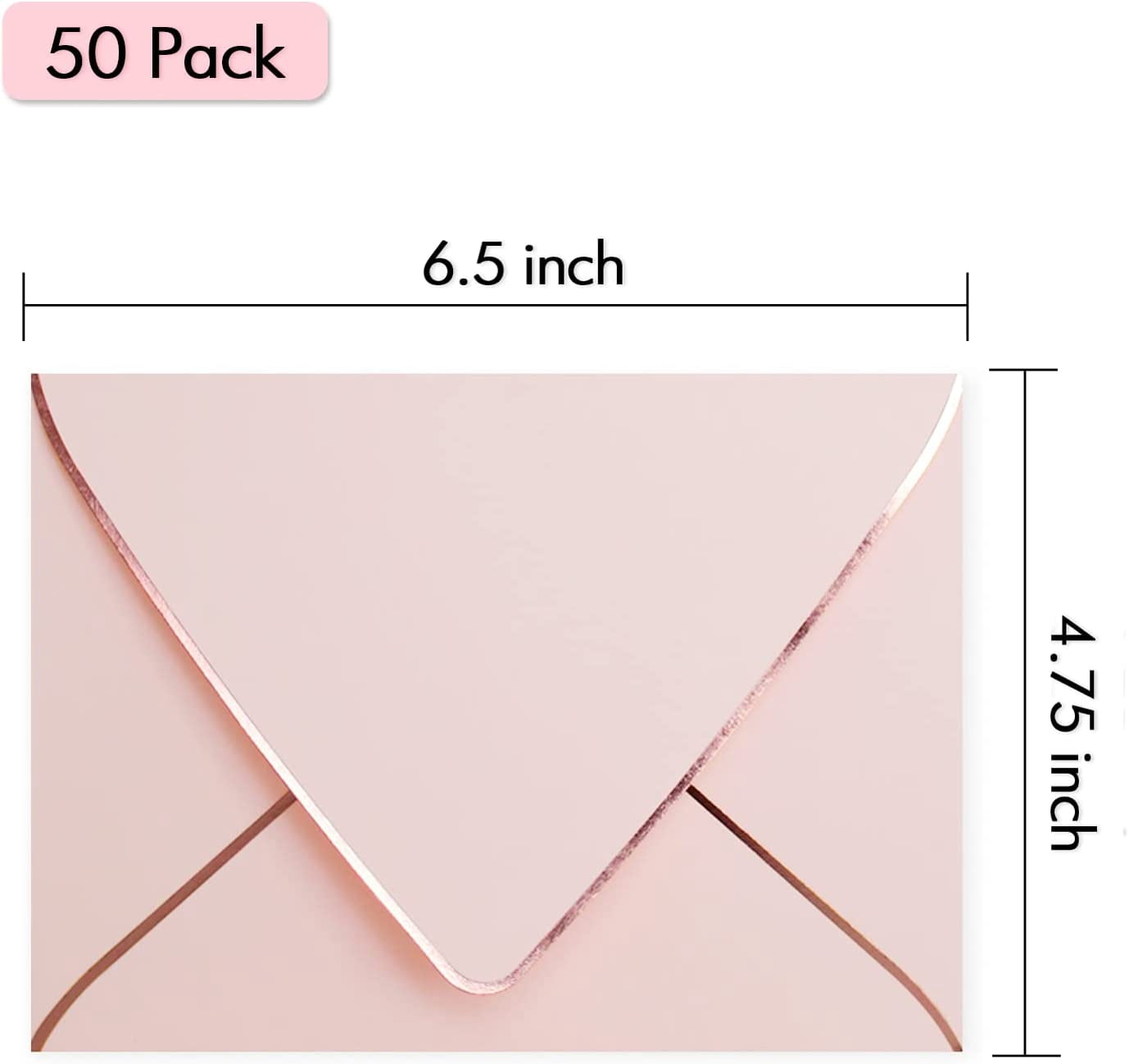 Glitter Envelopes Decorative Envelopes Whaline 50 Pack A7 Glitter  Invitation Envelopes Printable Flap Envelopes Rose Gold Sparkle Peel &  Press Gift Card Sleeves For Rose Gold A7 Envelopes