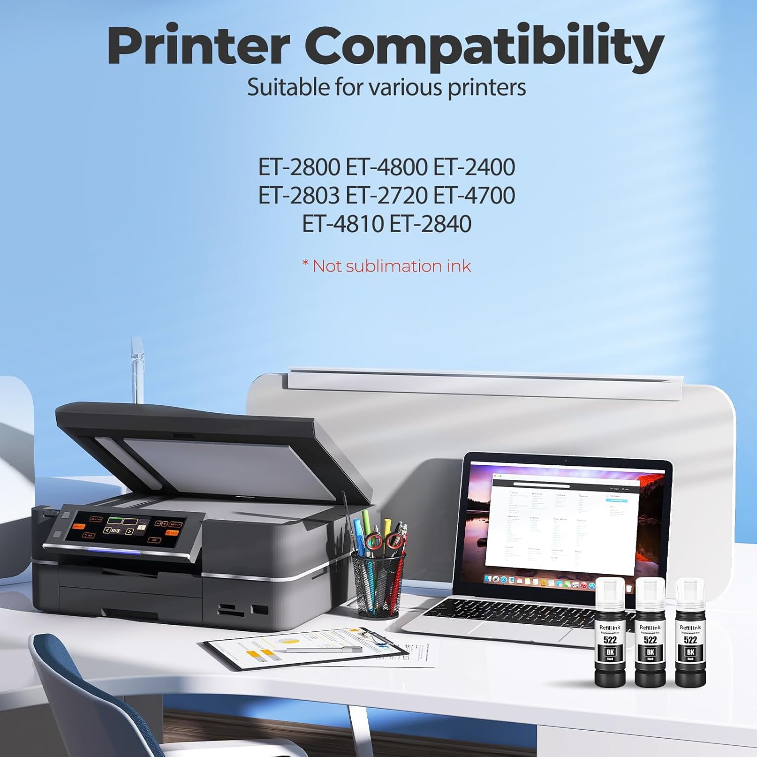 522 Black Ink Bottles ET-2800 ET-4800 ET-2400 Lebanon - View #4