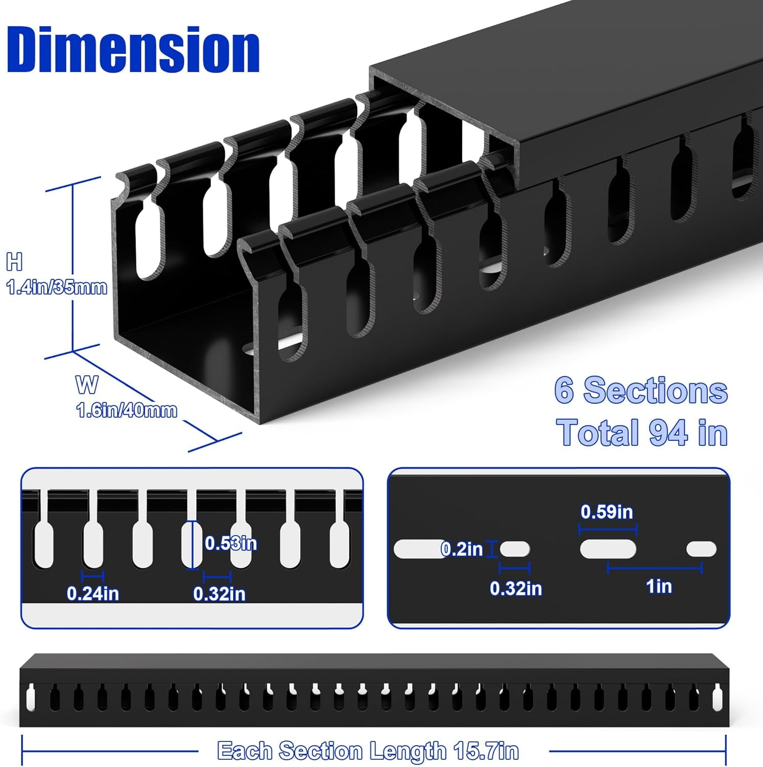 TRH-94.5in(6X L15.7in) Professional Server Rack Cable Management ...