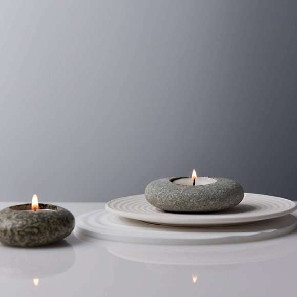 TRH-Handmade Pebble Tea Light Candle Holder Handcrafted Tealight Holder for Zen Garden, Altar, Mantle, Desk, Table, Shelf