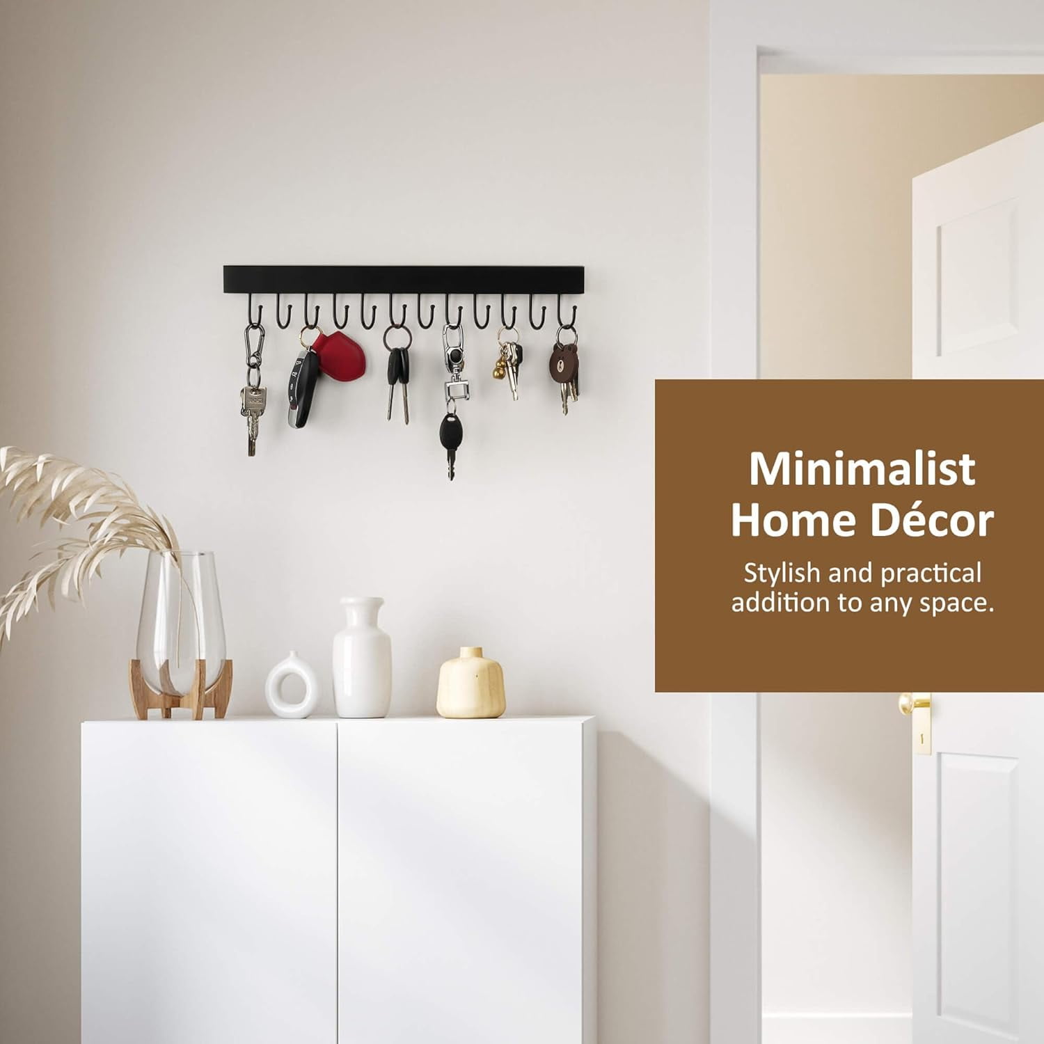 TRH-Key Holder Wall Mount, 2 Pack Key Hanger with 24 Adjustable Hooks ...