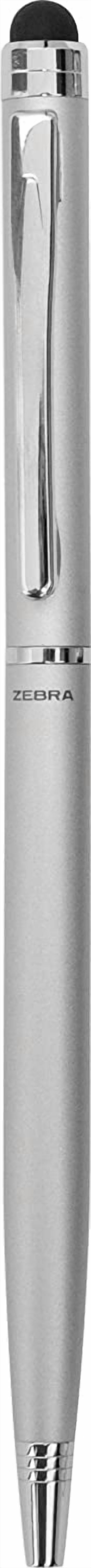 TRH-Zebra StylusPen Twist Retractable Ballpoint Pen, Fine Point, 0.7mm, Black Ink, Silver Barrel, 1-Count (33161)
