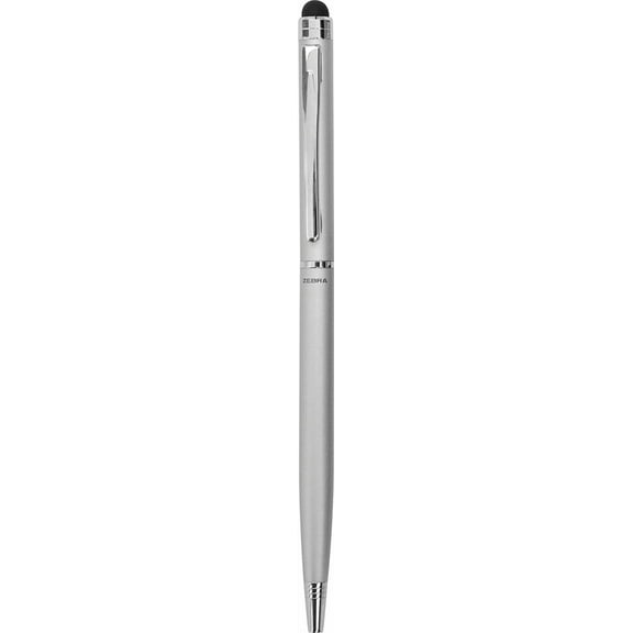 TRH-Zebra StylusPen Twist Retractable Ballpoint Pen, Fine Point, 0.7mm, Black Ink, Silver Barrel, 1-Count (33161)