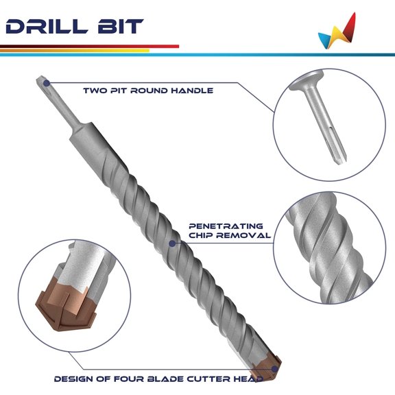TRHOO-1 1/32" SDS Plus Hammer Drill Bit for Concrete Cement Rotary Masonry Hammer