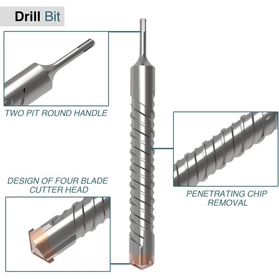 TRHOO-1-1/40" SDS Plus Rotary Hammer Drill Bit for Concrete Cement Masonry