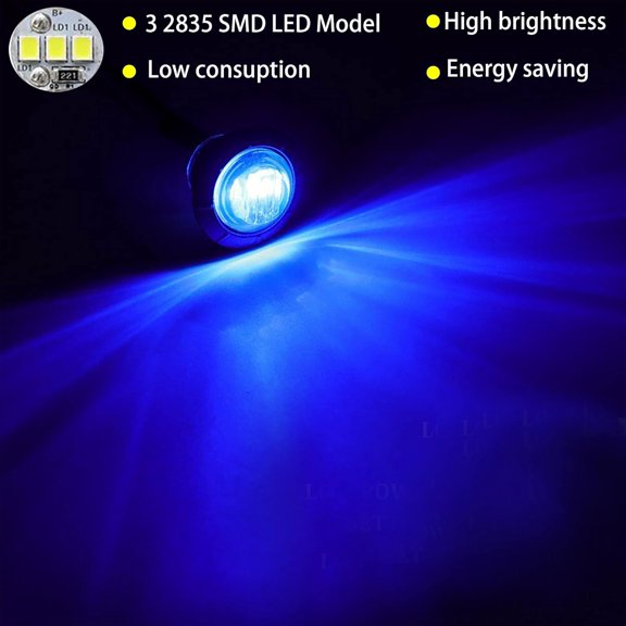 TRHOO-10 Pcs Blue Waterproof Round Marine Boat LED Light,Utility Boat Interior Light,Boat Navigation Deck Courtesy Lights for Yacht Boat Step Cockpit Bow Stern Fishing Pontoon Sailboat Kayak