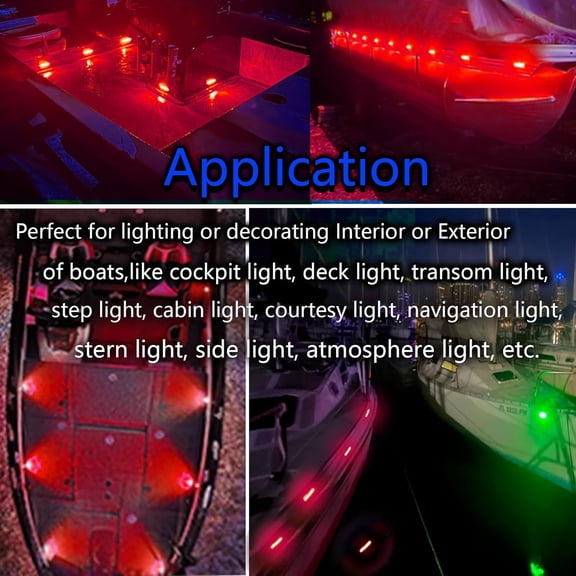 TRHOO-10Pcs Red Marine Boat Lights,Boat Interior Lights,12V Waterproof Boat Navigation Lights Courtesy Light for Deck Transom Cockpit Bow and Stern, Kayak Yacht Fishing Pontoon Boat Sailboat