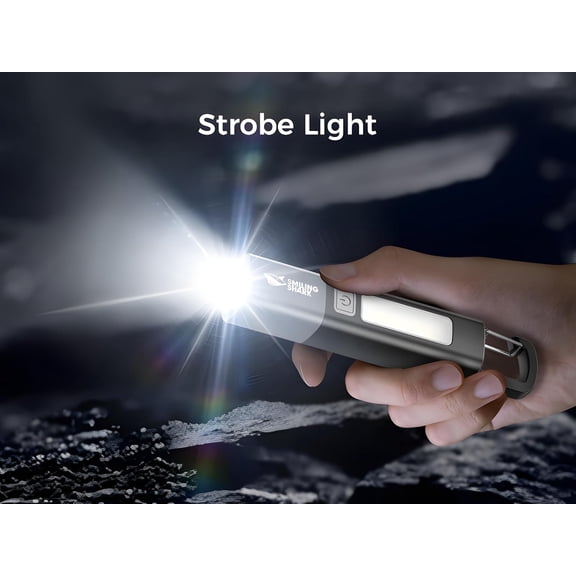 TRHOO-1200mAh Portable Torch LED Work Light, COB Side G1 Flash Light, 3 Modes Zoomable Focus White Waterproof Powerful Super Bright EDC, Outdoor Emergency, Mini-Rechargeable, Camping Flashlight (2, B