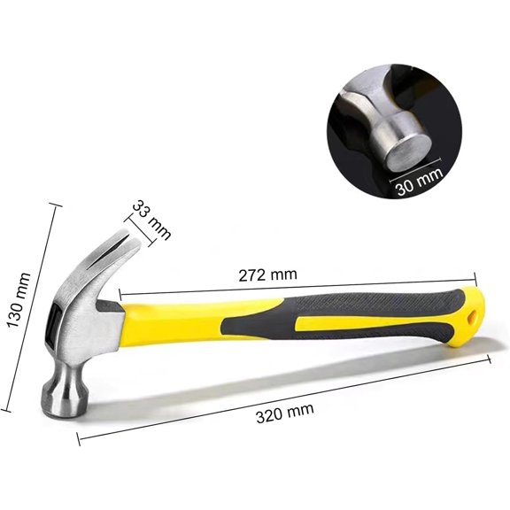 TRHOO-16 oz Hammer with Smooth Face,Electrician Hammer with Shock Reduction Grip,Professional Claw Hammer,Durable Hammers.