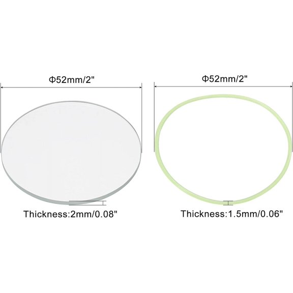 TRHOO-2" Dia LED Lens, 3 Set Polished Edge Flashlight Glass Lens with Silicone Ring for Light Source Lens Replacement, Transparent, Green