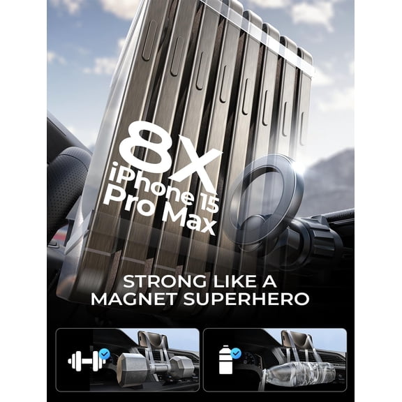 TRHOO-2 Pack Fits MagSafe Car Mount, MagSafe 3 Car Mount Vent - [24 Super Magnets] Air Vent Phone Holder Car, Hands Free Cell Phone Holder Clip for iPhone 15 14 13 Pro Plus Max Mini Mag Safe Sliver