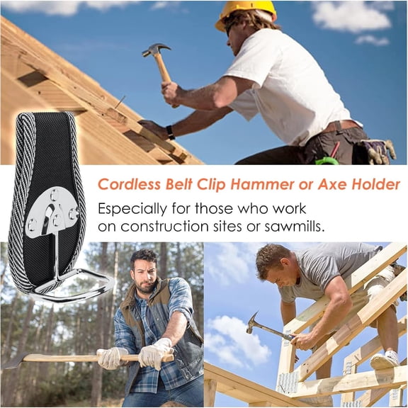 TRHOO-2 Pack Hammer Belt Holder, Heavy Duty Steel Loop Hammer Holder, Tool Belt Holster Holds Hammer, Axe or Spanner (Black)
