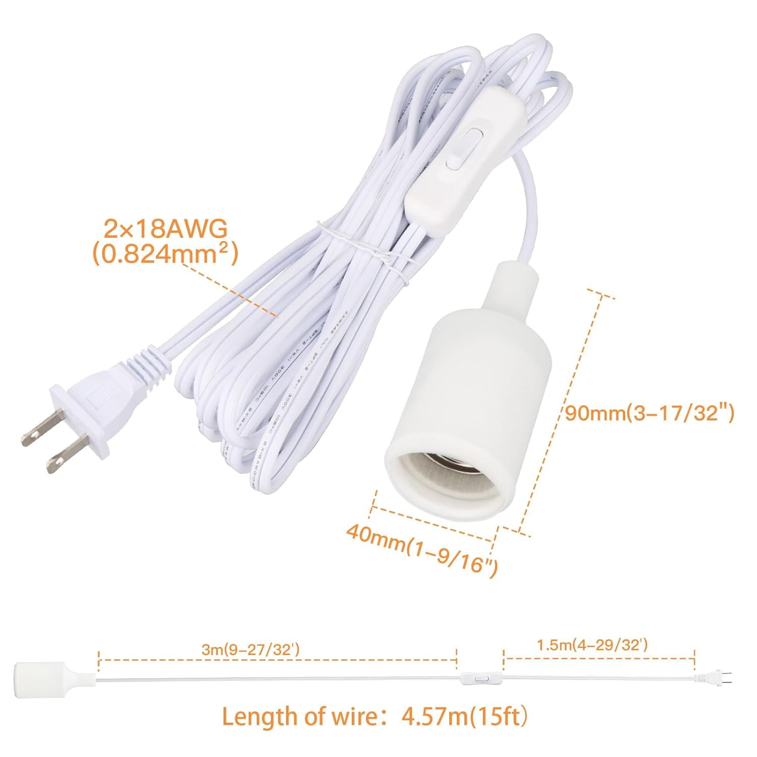 TRHOO 2 Pack Pendant Light Cord Socket 15ft E26 Hanging Lamp Socket trhoo-2-pack-pendant-light-cord-socket-15ft-e26-hanging-lamp-socket